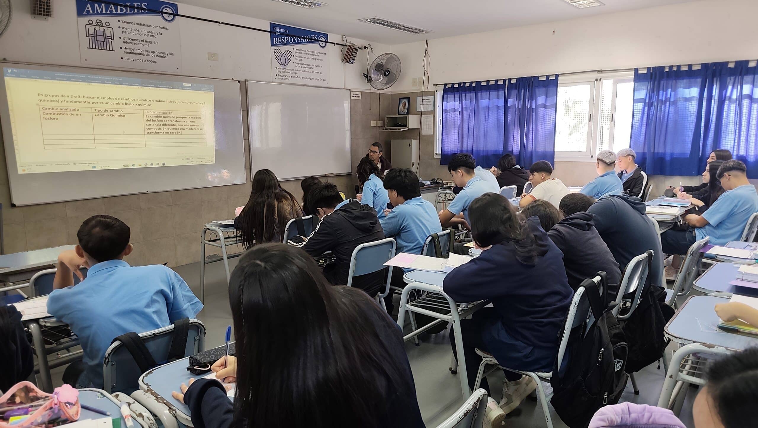 Secondary students in a technical classroom